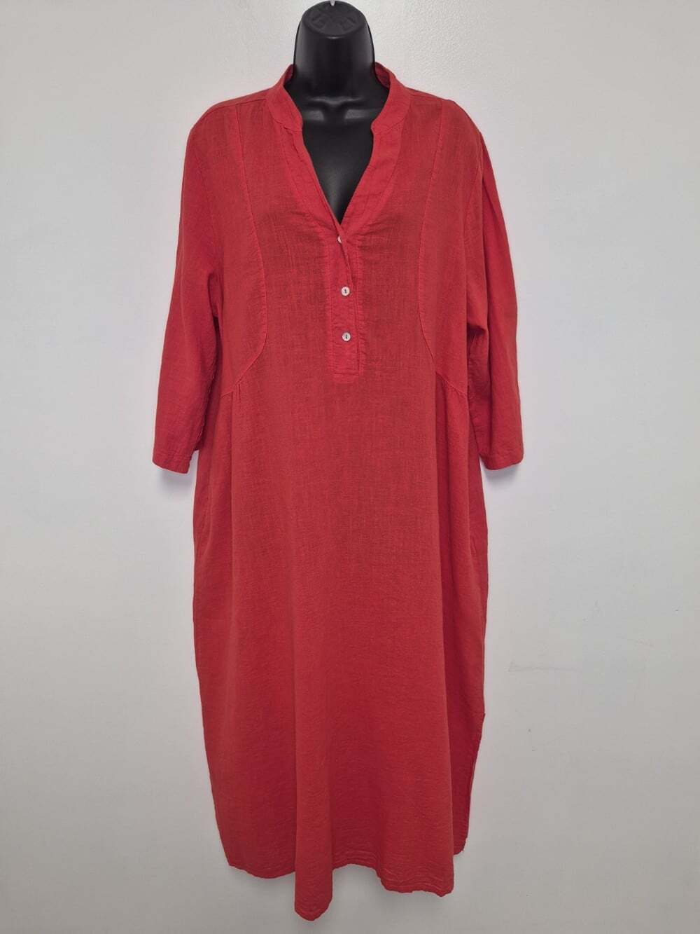 Francesca Bettini Made in Italy Red Linen Cotton Blend Maxi Dress sz XL 23A640